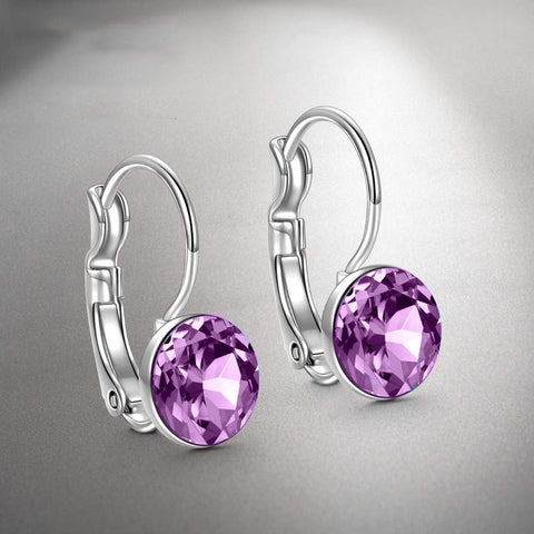 Round Baby 0.3" Crystals Leverback Earring ITALY Design  - ALILY
