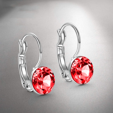 Iridescent Amethyst Gemstone Leverback Earrings in 14K White Gold Plating