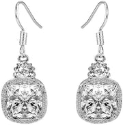 2.00 CT White Topaz Ascher Cut Drop Earring ITALY Design  - ALILY