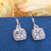 2.00 CT White Topaz Ascher Cut Drop Earring ITALY Design  - ALILY