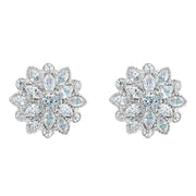 White Crystal Flower Earrings