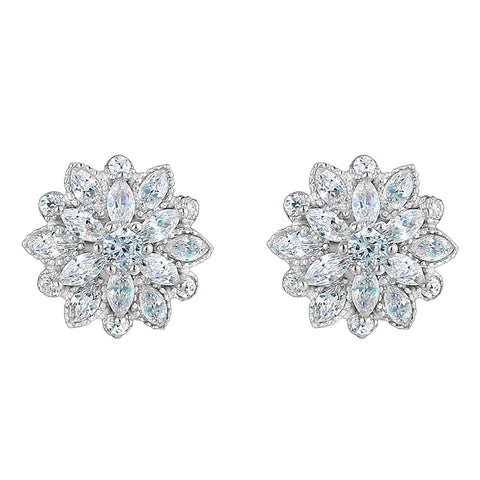 White Crystal Flower Earrings