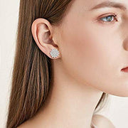 White Crystal Flower Earrings