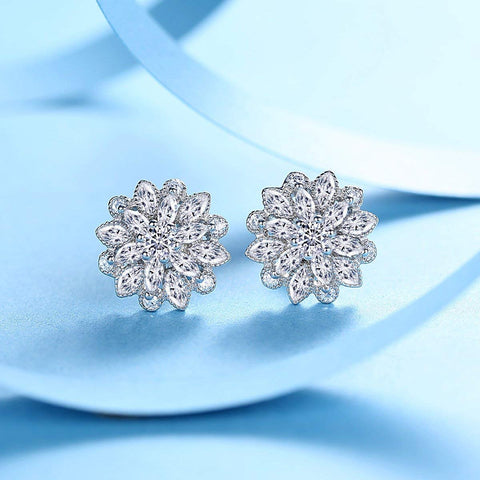 White Crystal Flower Earrings