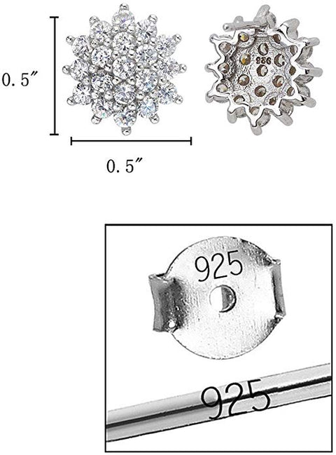 White Crystal Pave Stud Earrings in 14K Gold Plating