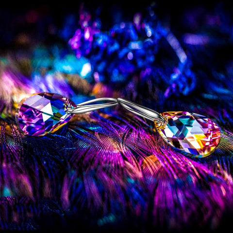 Vivid Light Crystal Drop Earring ITALY Design  - ALILY