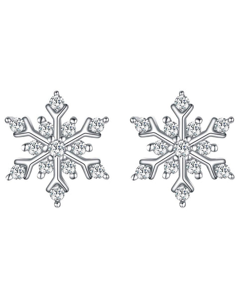 Snowflake for Winter Pave Stud Earrings ITALY Design  - ALILY