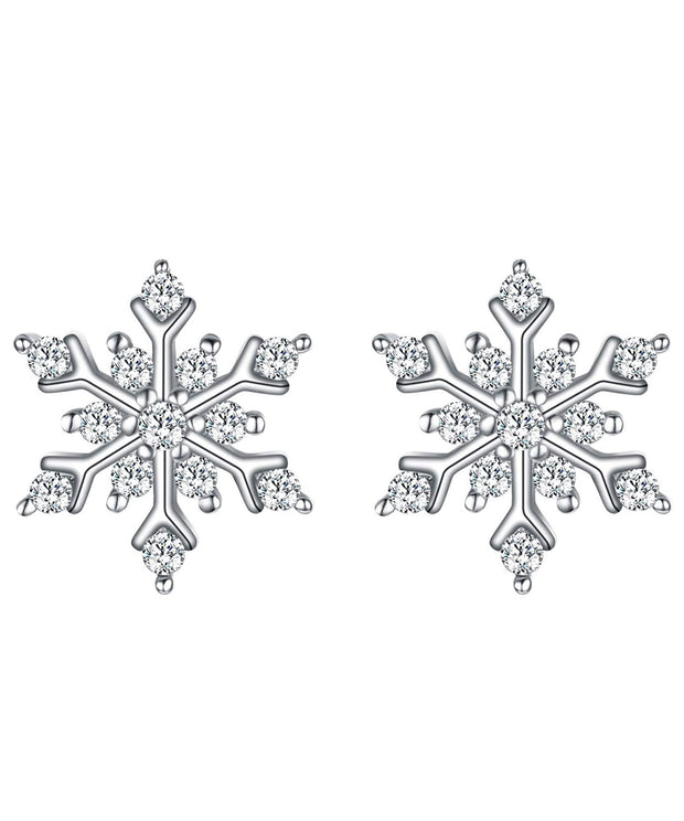 Snowflake for Winter Pave Stud Earrings ITALY Design  - ALILY