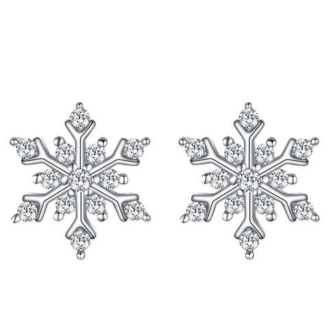 Mini White Crystal Aspen Snowflake Stud Earrings