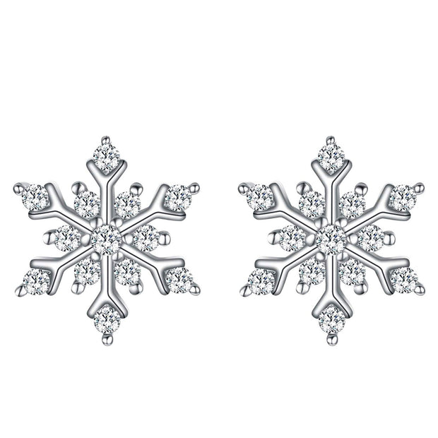 Mini White Crystal Aspen Snowflake Stud Earrings