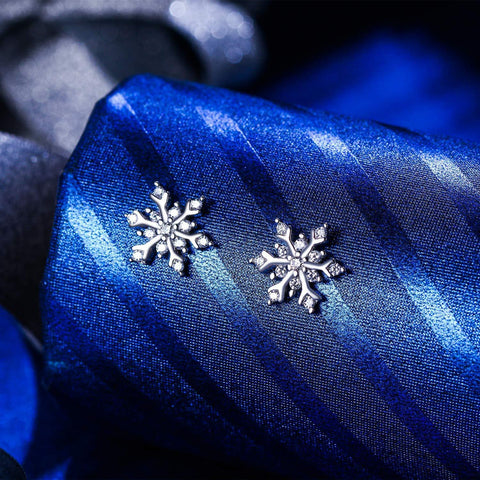 Snowflake for Winter Pave Stud Earrings ITALY Design  - ALILY