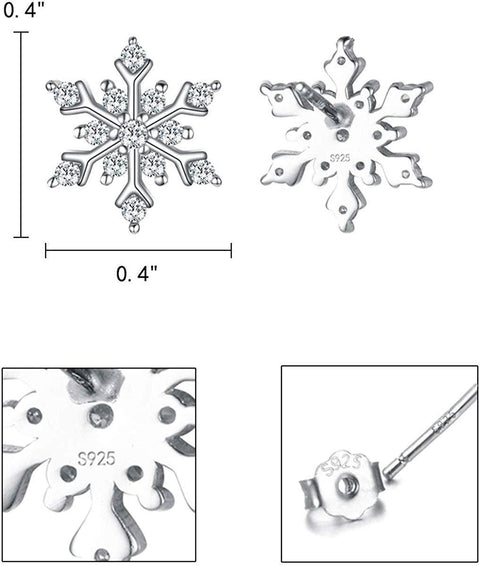 Snowflake for Winter Pave Stud Earrings ITALY Design  - ALILY