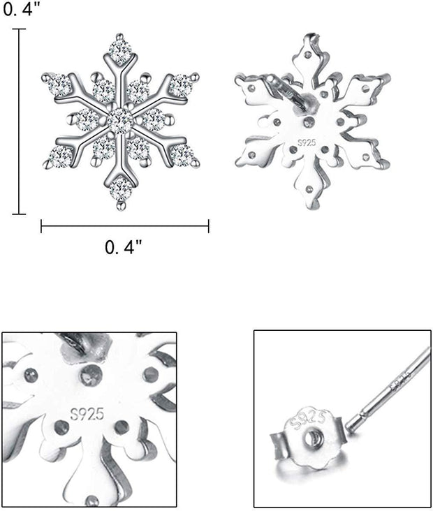 Snowflake for Winter Pave Stud Earrings ITALY Design  - ALILY