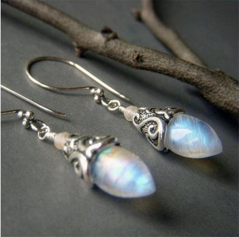 Opal Drop Earring in 18K White Gold Plated ITALY Design