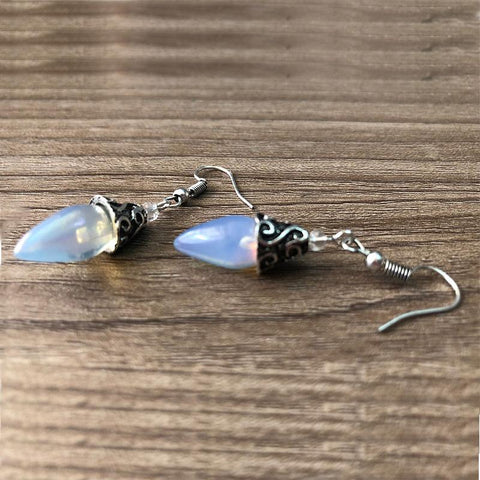 Opal Drop Earring in 18K White Gold Plated ITALY Design