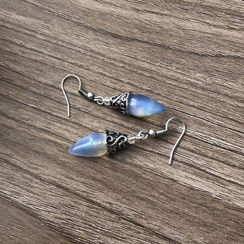 Opal Drop Earring in 18K White Gold Plated ITALY Design