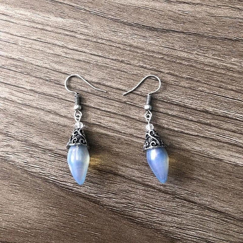 Opal Drop Earring in 18K White Gold Plated ITALY Design