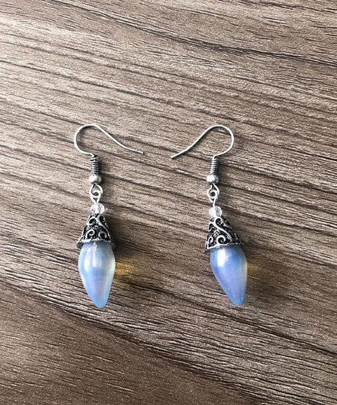 Opal Drop Earring in 18K White Gold Plated ITALY Design