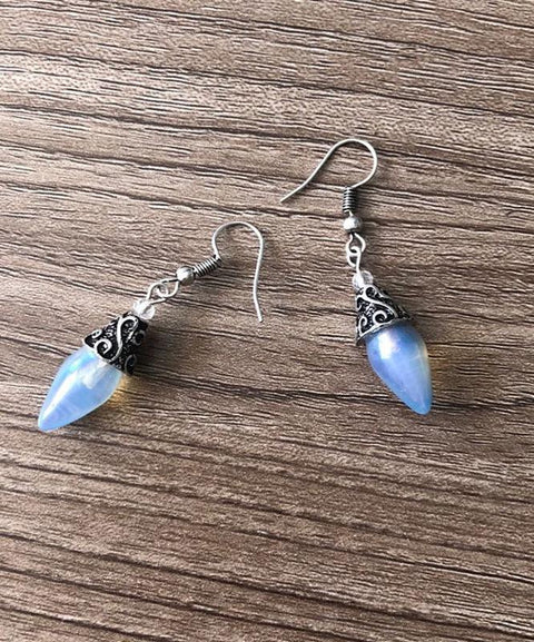 Opal Drop Earring in 18K White Gold Plated ITALY Design