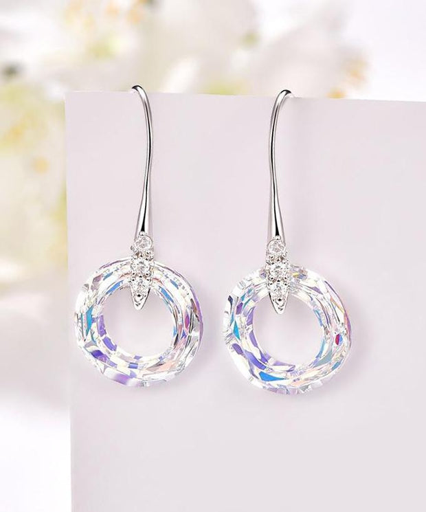 Enlightening Dangle Earrings With Austrian Crystals - Aurora Boreale in 18K White Gold Plated ITALY Design