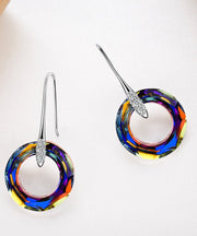 Enlightening Dangle Earrings With Austrian Crystals - Volcano in 18K White Gold Plated ITALY Design