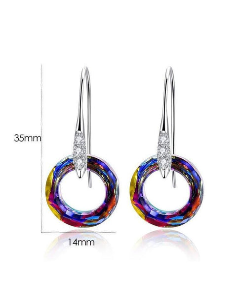 Enlightening Dangle Earrings With Austrian Crystals - Volcano in 18K White Gold Plated ITALY Design