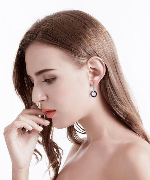 Enlightening Dangle Earrings With Austrian Crystals - Volcano in 18K White Gold Plated ITALY Design