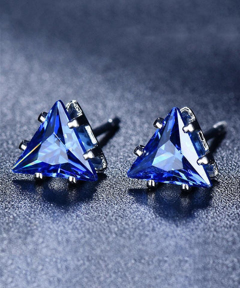 5 Piece Assorted Earring Set made With  Crystals with Luxe Box - Sapphire ITALY Design