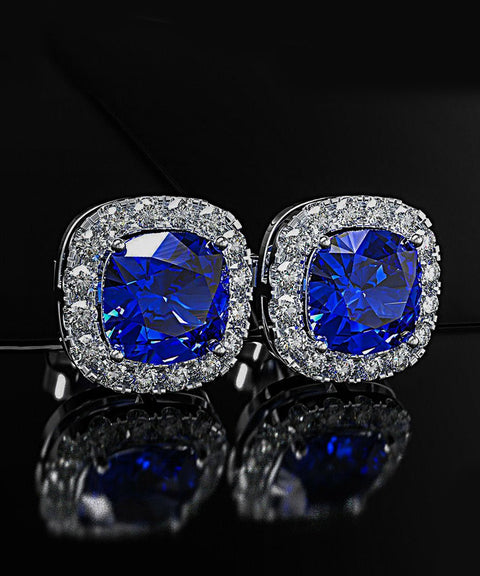 5 Piece Assorted Earring Set made With  Crystals with Luxe Box - Sapphire ITALY Design