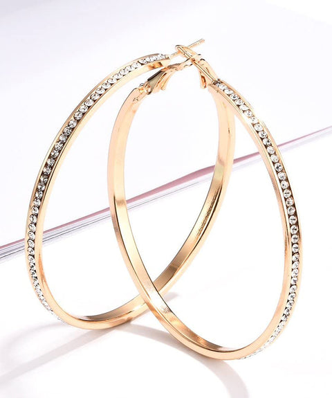 2" Pave Hoop Earring With ® Crystals in 18K Gold Plated