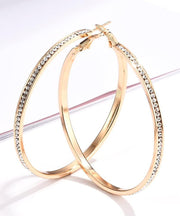2" Pave Hoop Earring With Crystals in 18K Gold Plated ITALY Design