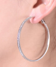 2" Pave Hoop Earring With ® Crystals in 18K White Gold Plated