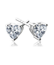 6mm Heart Stud Earring With Austrian Crystals - Clear in 18K White Gold Plated ITALY Design