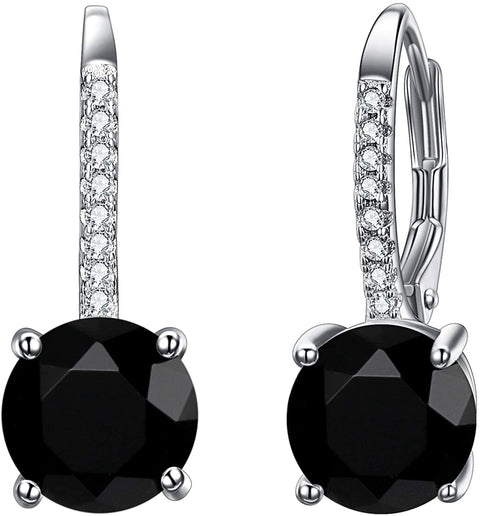 18K Gold Plated 1.75 Cttw Genuine Gemstone Classic 4 Prong Drop Leverback Earring - ALILY
