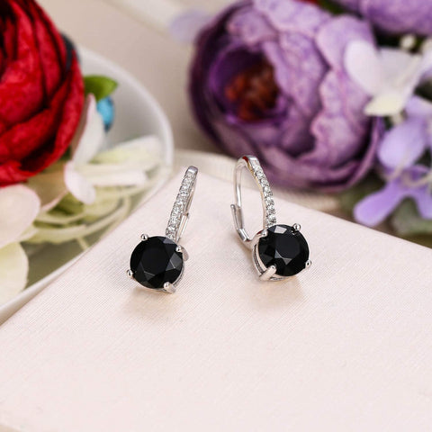 18K Gold Plated 1.75 Cttw Genuine Gemstone Classic 4 Prong Drop Leverback Earring - ALILY