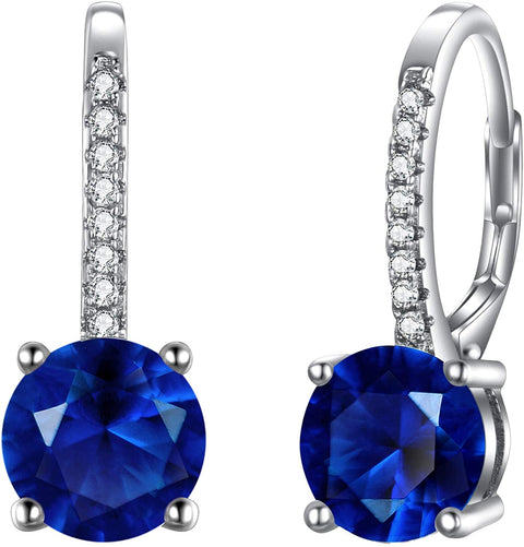 18K Gold Plated 1.75 Cttw Genuine Gemstone Classic 4 Prong Drop Leverback Earring - ALILY