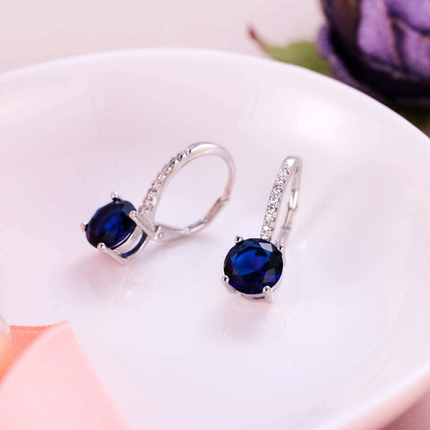 18K Gold Plated 1.75 Cttw Genuine Gemstone Classic 4 Prong Drop Leverback Earring - ALILY