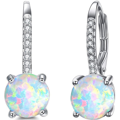 18K Gold Plated 1.75 Cttw Genuine Gemstone Classic 4 Prong Drop Leverback Earring - ALILY