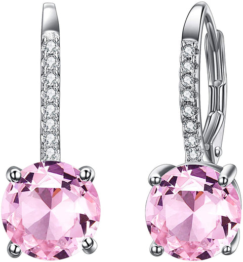 18K Gold Plated 1.75 Cttw Genuine Gemstone Classic 4 Prong Drop Leverback Earring - ALILY