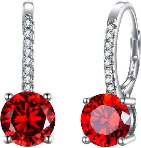 18K Gold Plated 1.75 Cttw Genuine Gemstone Classic 4 Prong Drop Leverback Earring - ALILY