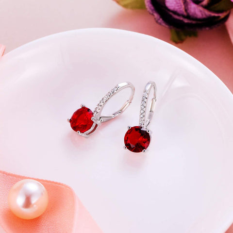 18K Gold Plated 1.75 Cttw Genuine Gemstone Classic 4 Prong Drop Leverback Earring - ALILY