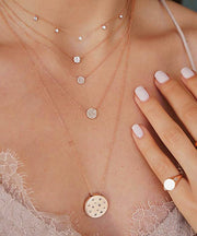 Multi-Layered Crystal Pa've Discs Statement Necklace in 14K Gold Plating