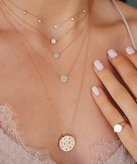 5 Piece Disc Drop Necklace in 18K Gold Plated ITALY Design