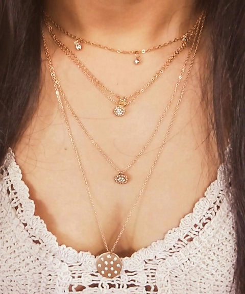 5 Piece Disc Drop Necklace in 18K Gold Plated ITALY Design