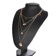 Dangling Multi-Layered  Elements Pa've Discs Necklace