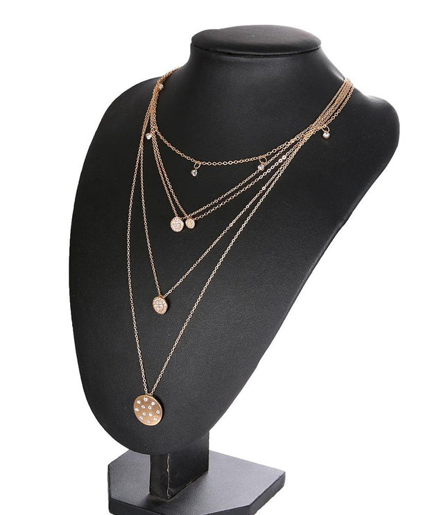 5 Piece Disc Drop Necklace in 18K Gold Plated ITALY Design