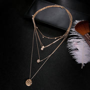Dangling Multi-Layered  Elements Pa've Discs Necklace