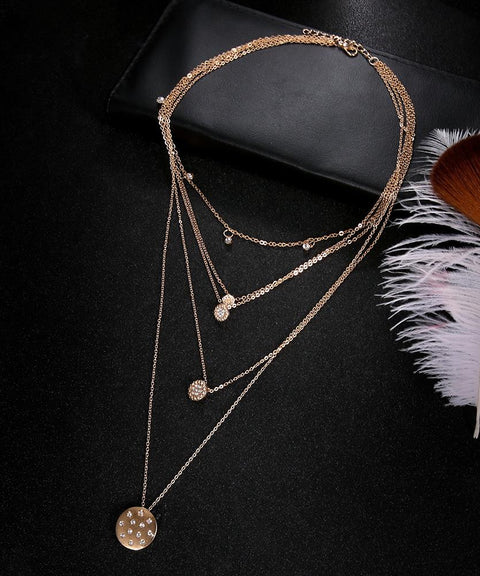 5 Piece Disc Drop Necklace in 18K Gold Plated ITALY Design