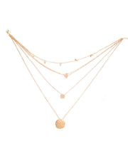 Multi-Layered Crystal Pa've Discs Statement Necklace in 14K Gold Plating