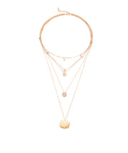 Multi-Layered Crystal Pa've Discs Statement Necklace in 14K Gold Plating